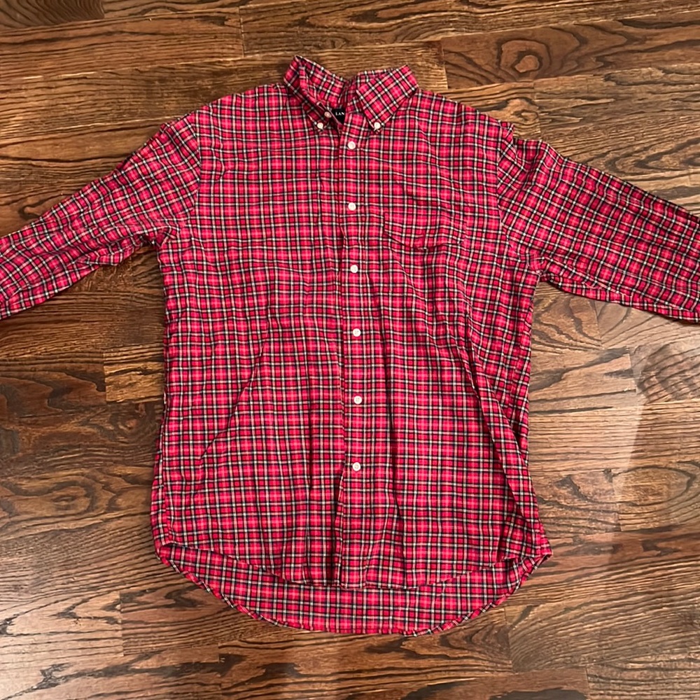 Lands end red button down shirt flannel